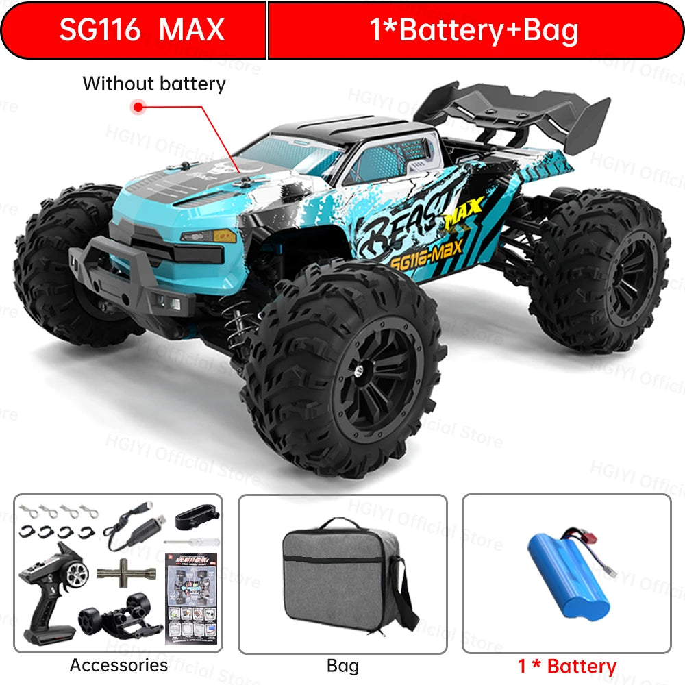 RC SG116 MAX 1:16 High-Speed 4WD RC Drift Racing Monster Truck - 70KM/H Off-Road Remote Control Car for Kids