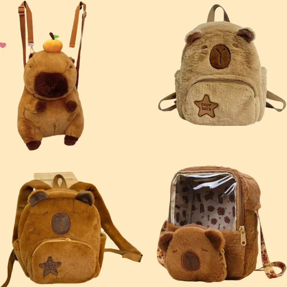 Charming Dolphin & Capybara Plush Backpack - Whimsical Fun for All Ages