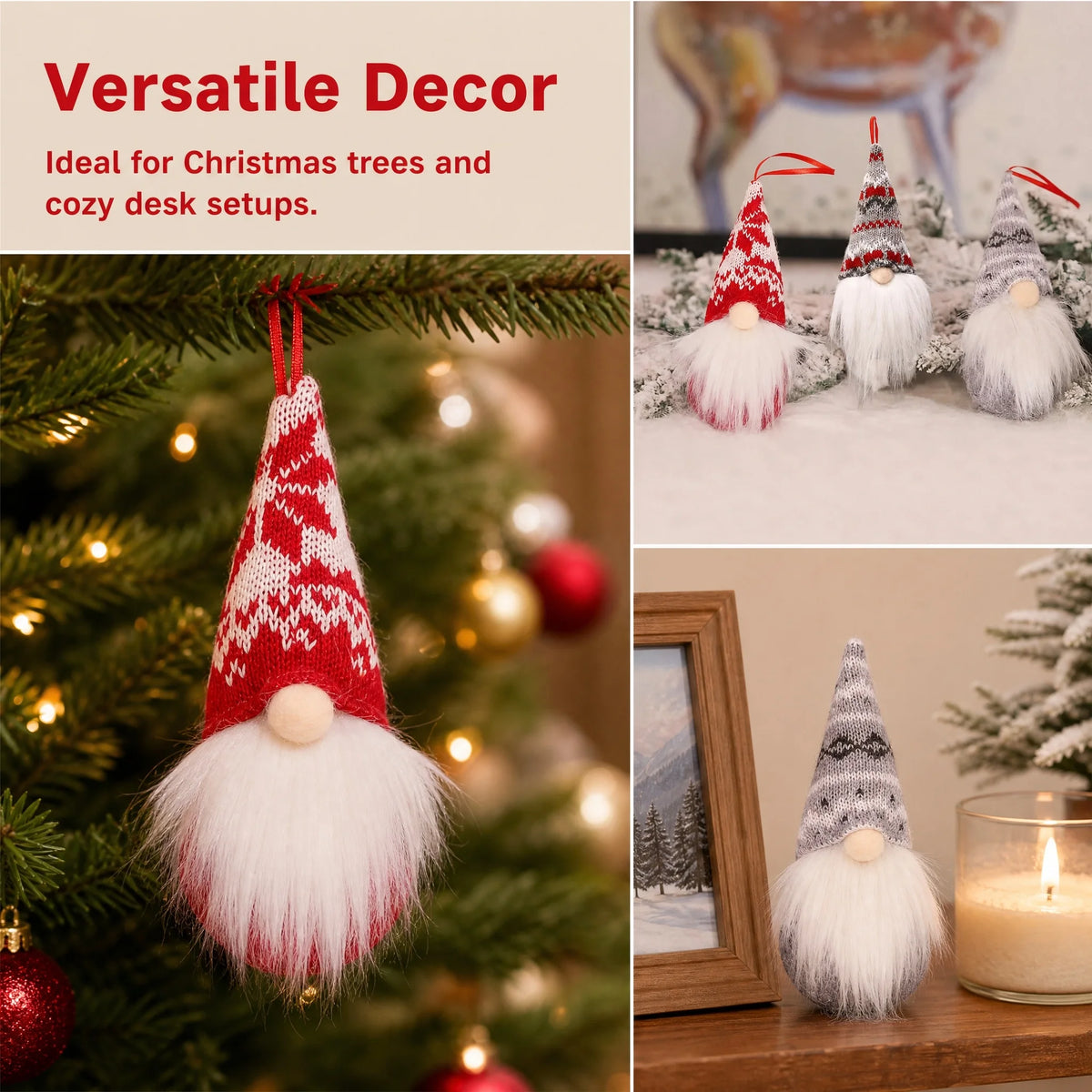 Christmas Plush Gnomes | 3 6 9 Piece Set | Wall Hanging Decor