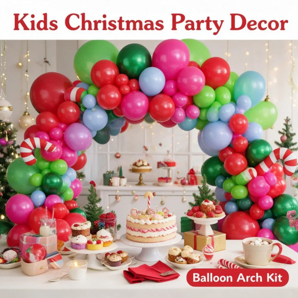 Candy Balloon Garland Kit | Christmas Theme | Hot Pink And Green | Party Decor