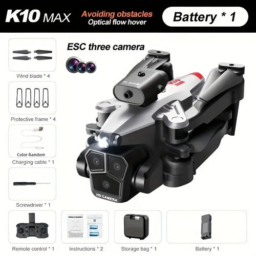 New K10 Max RC Drone HD Triple Camera Optical Flow Positioning ToylandEU.com Toyland EU