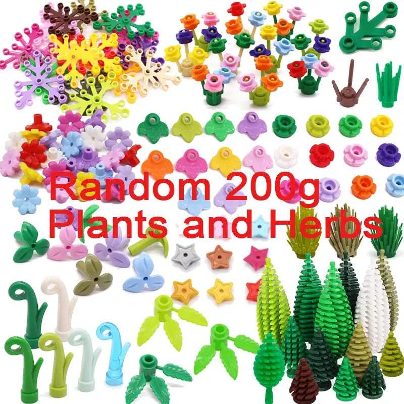 MOC City Plant Building Blocks Accessories Flower Leaves Prickly Shrubs Pine Green Grass Clover Orange Tree Mini DIY Toys F026 - ToylandEU