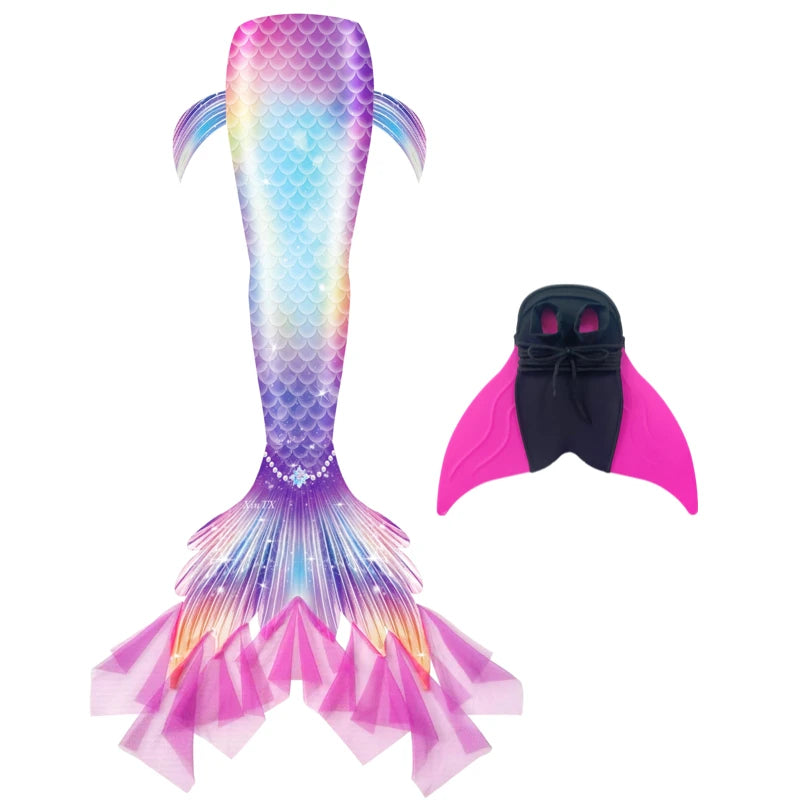 Mermaid Tail Swimwear | Elastic Polyester Elastane | Kids Unisex | Monofin