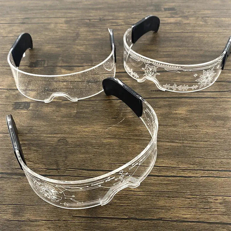 Acrylic LED Luminous Glasses Glow Party Glasses Neon Light Up Visor Eyeglasses DJ Bar Party Eyewear For Halloween Christmas - ToylandEU