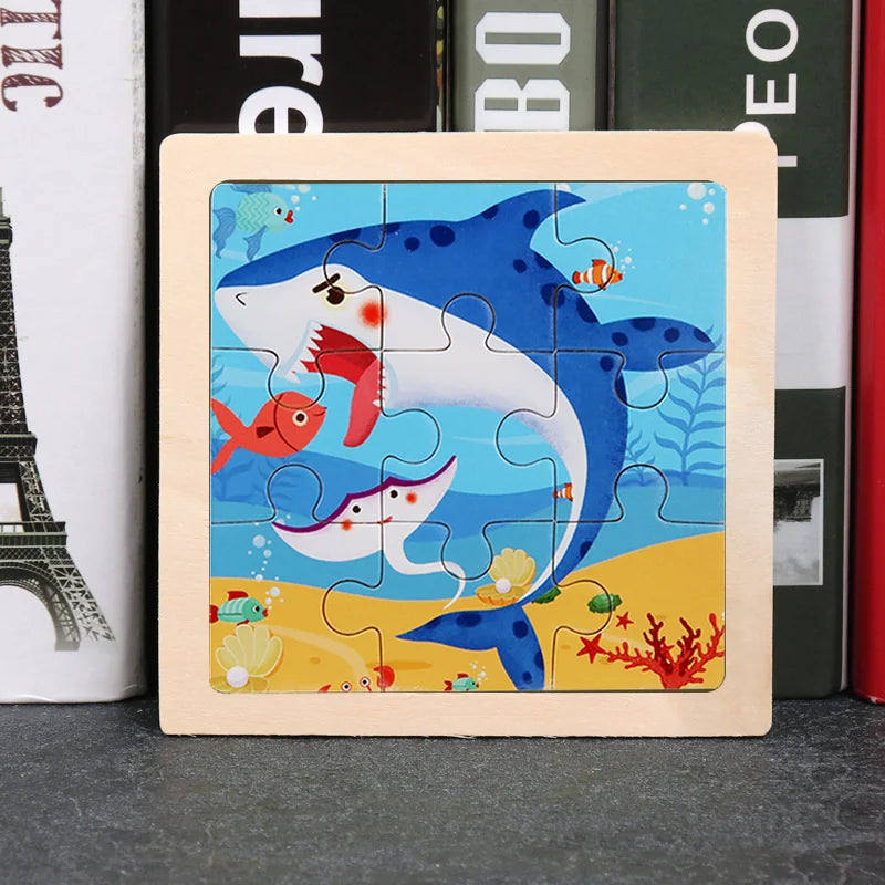 3D Wooden Puzzle | 11x11cm | Animal and Vehicle Cartoon Theme | Unisex