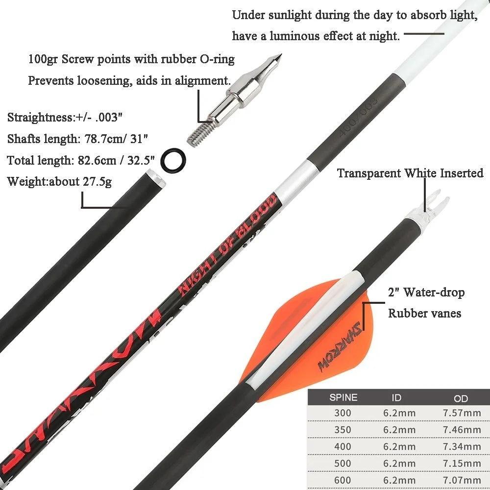 Pure Carbon Arrows | 6.2mm ID Multi Spine | Toylandeu™
