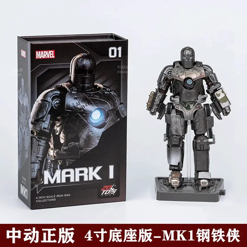 Hot Zd Toys Iron Man 4 Inches With Base Mk1 Mk2 Mk3 Mk4 Mk5 Mk6 Mk7 Action Figures Tony Stark Model Action Figure Gift - ToylandEU
