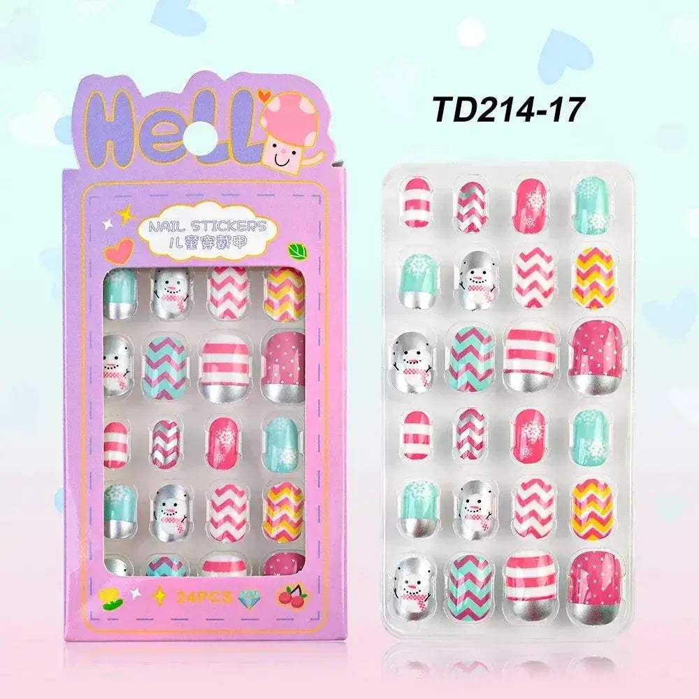 Kids Cartoon Nail Tips Set Full Coverage Colorful False Nails - ToylandEU
