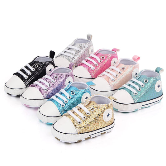 Fashionable Bling Canvas Shoes for Baby Girls - Soft Sole Toddler Sneakers - ToylandEU