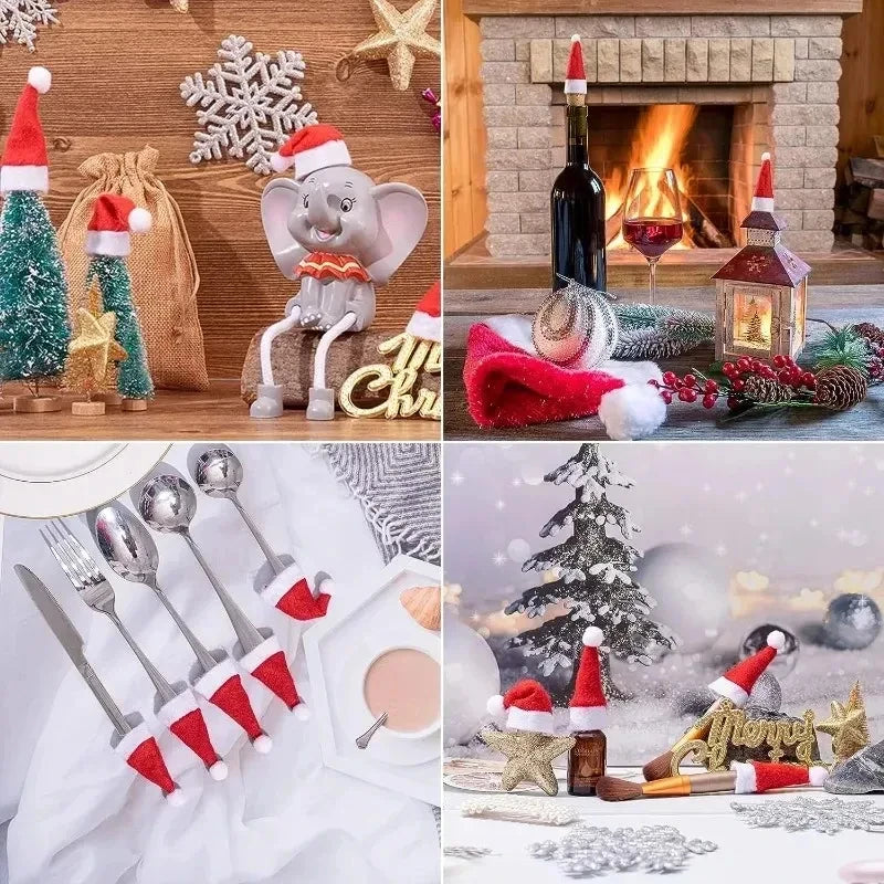 Mini Santa Hat Covers | Non Woven Material | Lollipop Caps | 7Cm Xmas Decor