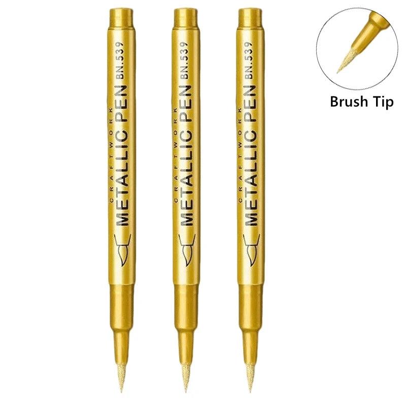 Metallic Paint Pens | Brush Tip Nib | Toylandeu™