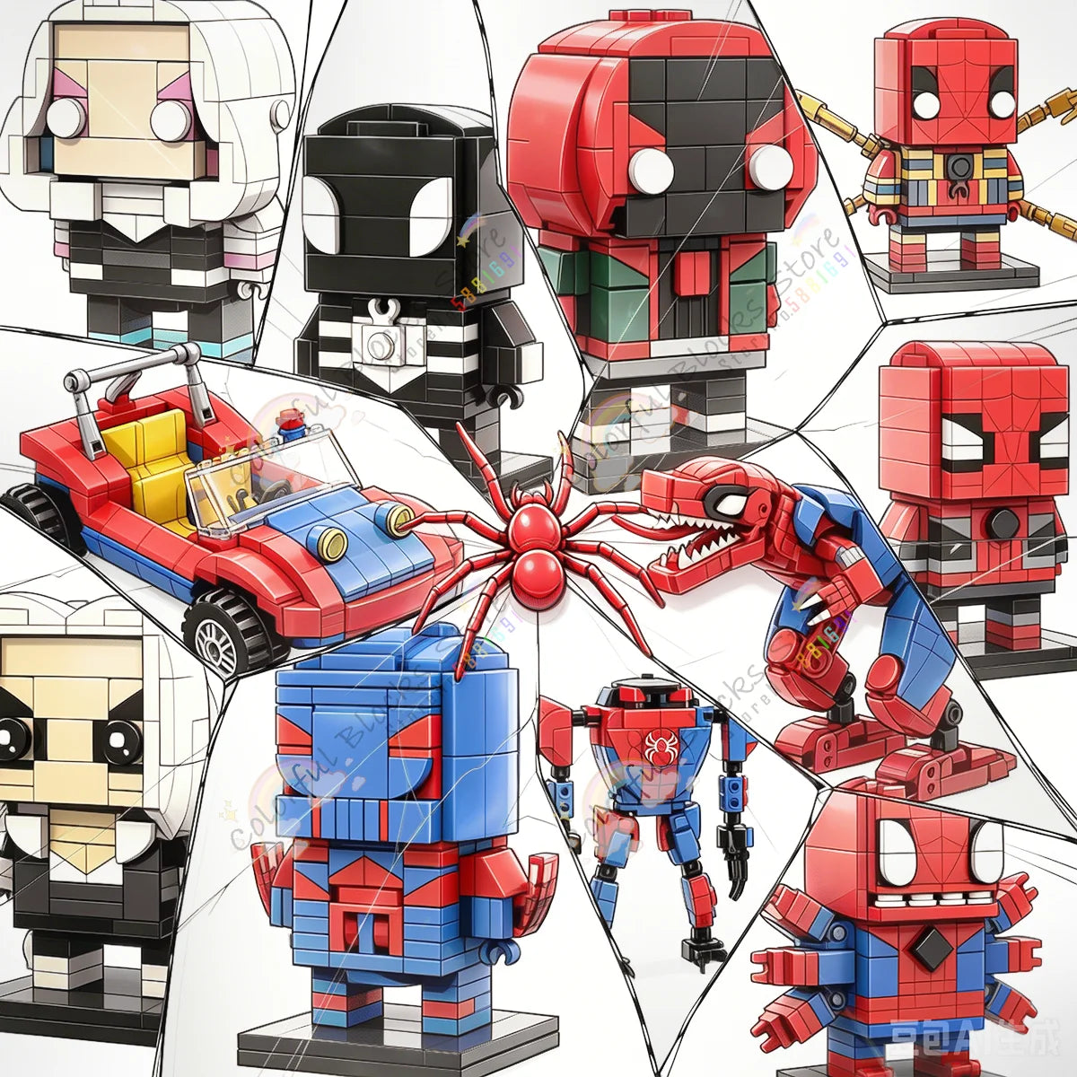 Building Blocks Toy | DIY Racing Car Mecha | Figures Set | Spideres Series