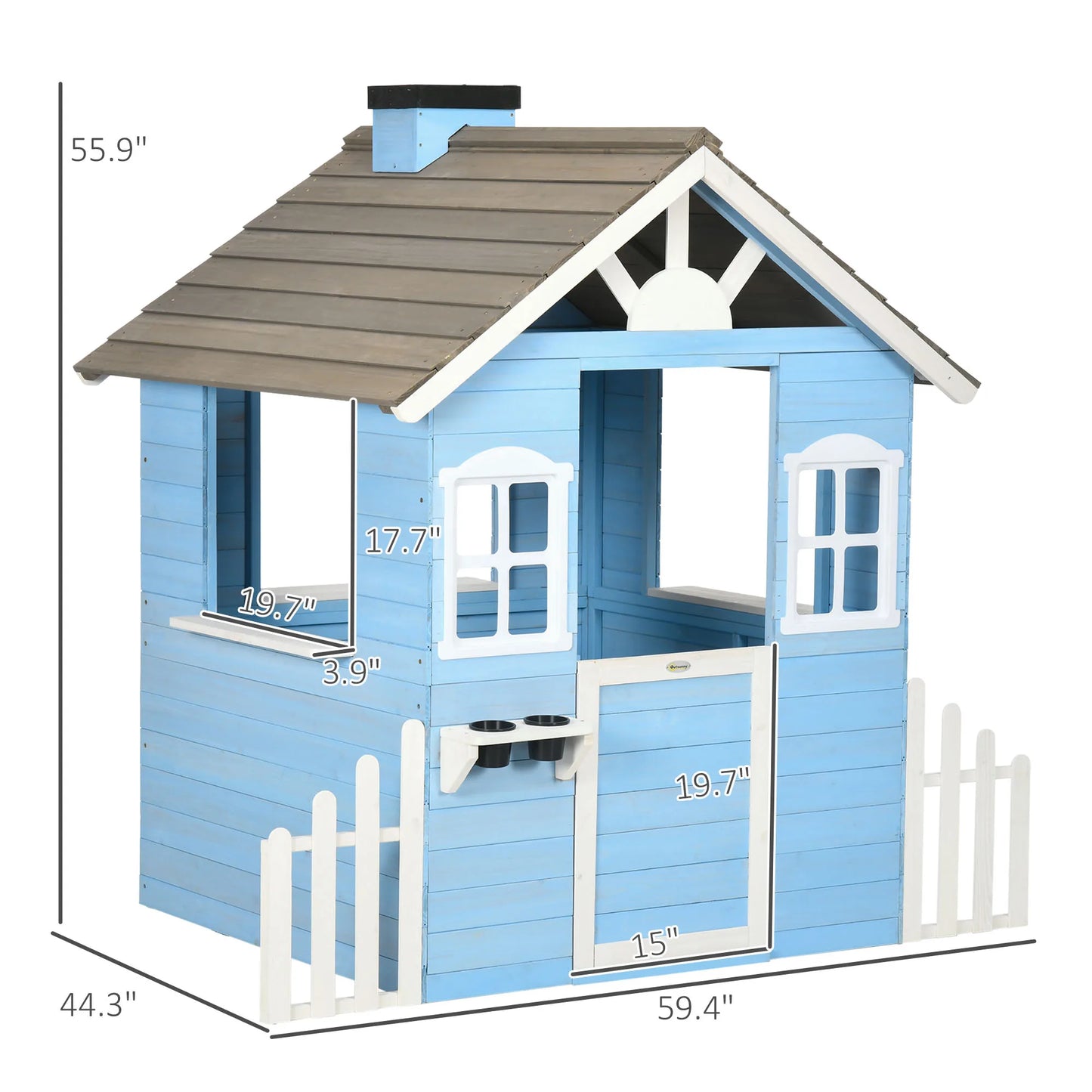 Outsunny Wooden Playhouse For Kids With Working Doors And Windows