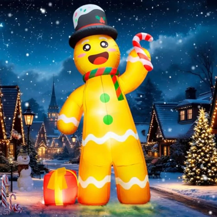 Inflatable Gingerbread Man | 12 Ft Stand | Led Illumination | Outdoor Yard