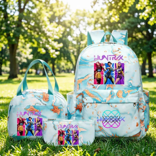 Backpack | Demon Hunters Cartoon Print | 20-35L Capacity | 3-Piece Lunch Bag Set