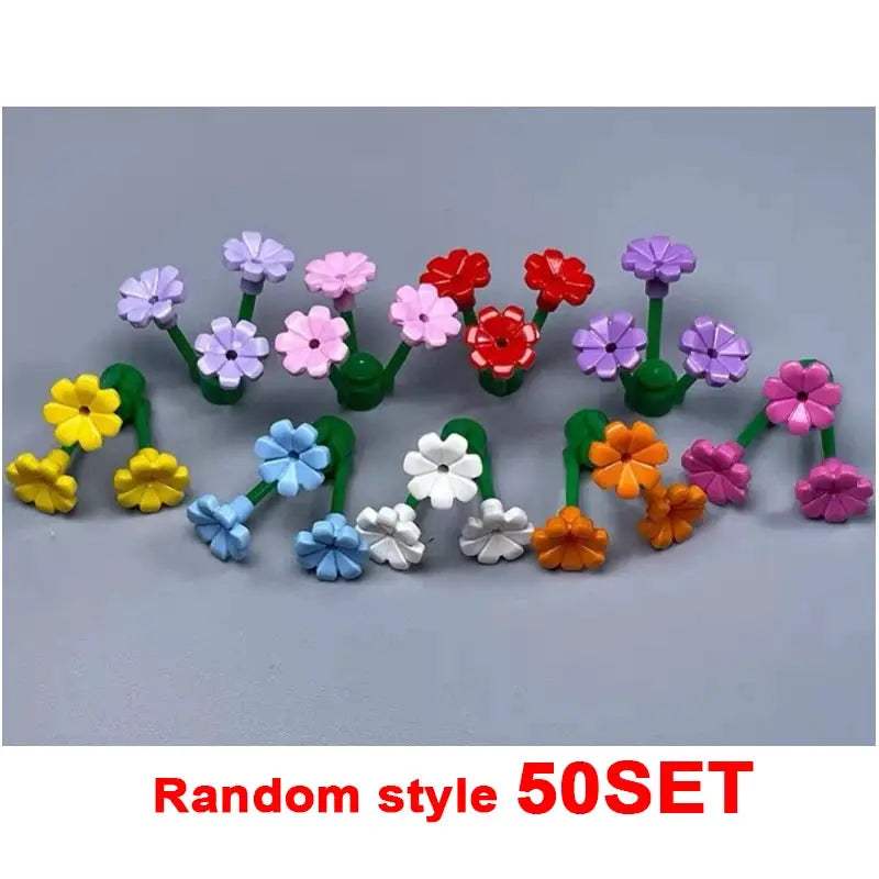 MOC City Plant Building Blocks Accessories Flower Leaves Prickly Shrubs Pine Green Grass Clover Orange Tree Mini DIY Toys F026 - ToylandEU