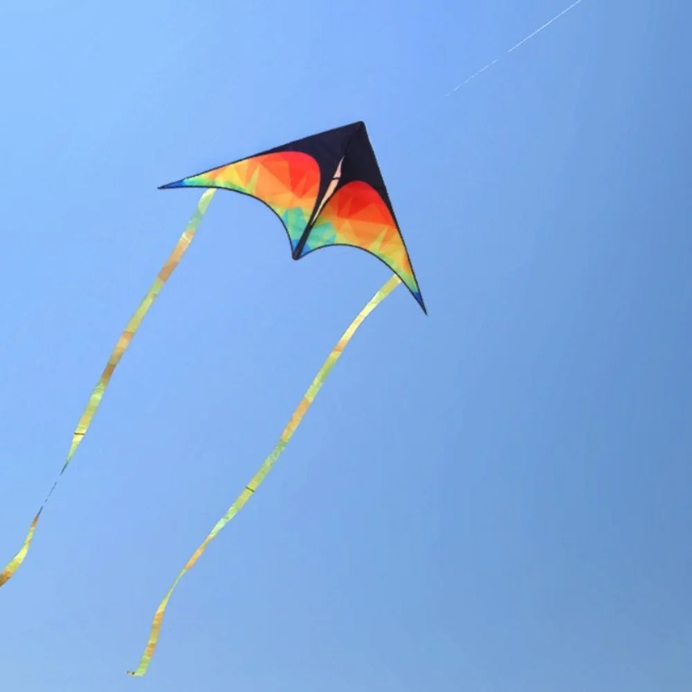 Kite | Delta Kite Double Tailed Colorful Large | 50m Line | Kids and Adults