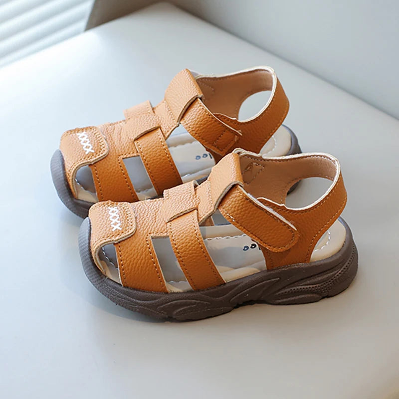 Kids Sandals | PU Leather | Anti Slip Hook Loop Closure | Age 4 To 6 Years