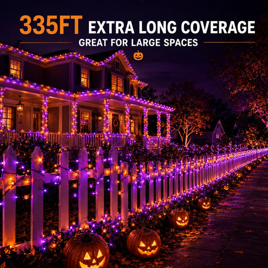 Halloween String Lights | 335 Ft 800 Led | Remote | Purple Orange Patio Decor