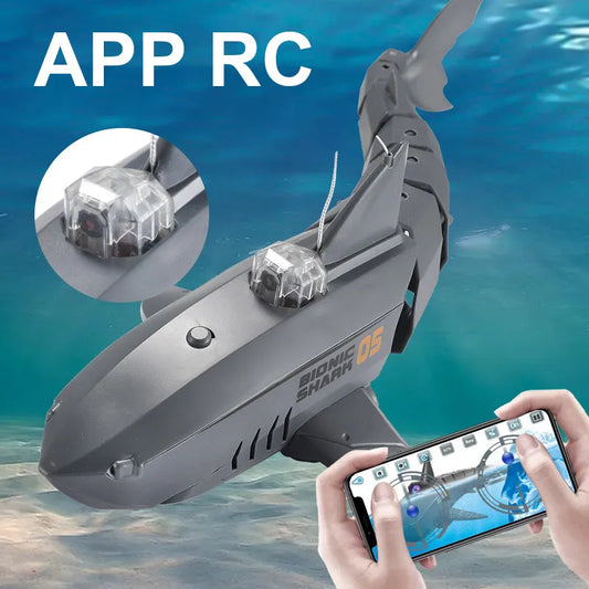 APP 480P camera RC shark boat toy Robot Fish 2.4G radio remote control - ToylandEU
