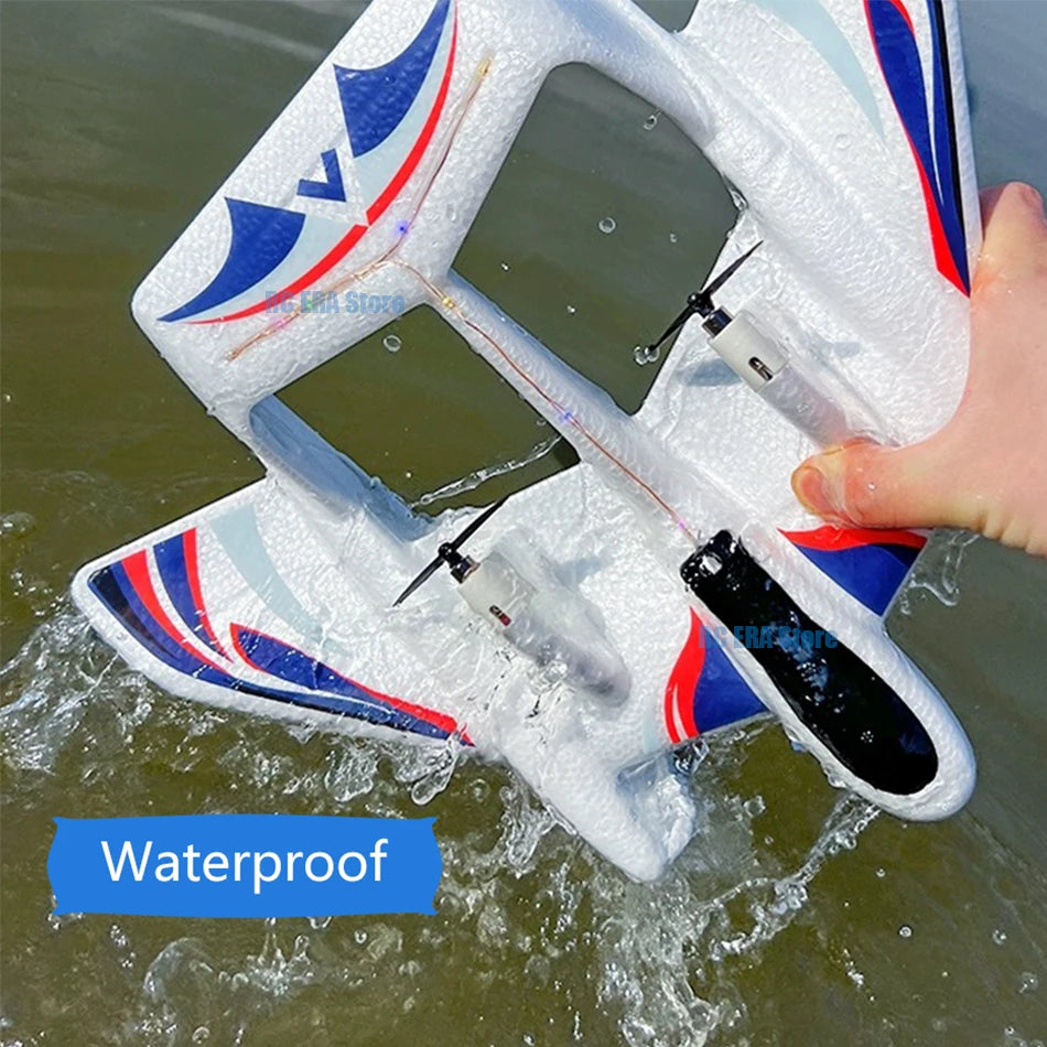 RC Amphibious EPP Foam RC Glider Aircraft with Gyro Stabilization and LED Lights - 2.4G Remote Control Airplane