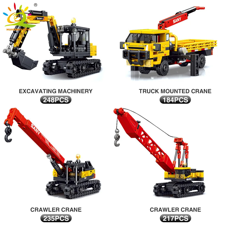 HUIQIBAO 884PCS 4in1 Engineering Piling Machine Building Block Crane - ToylandEU