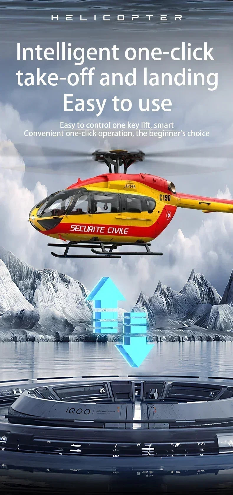 RC C190 Brushless Motor RC Helicopter with Fixed Altitude and Optical Flow - Electric Model for Kids - Perfect Outdoor Toy Gift