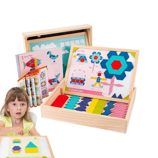 Magnetic Montessori Wooden Puzzle Blocks - Creative Learning Fun