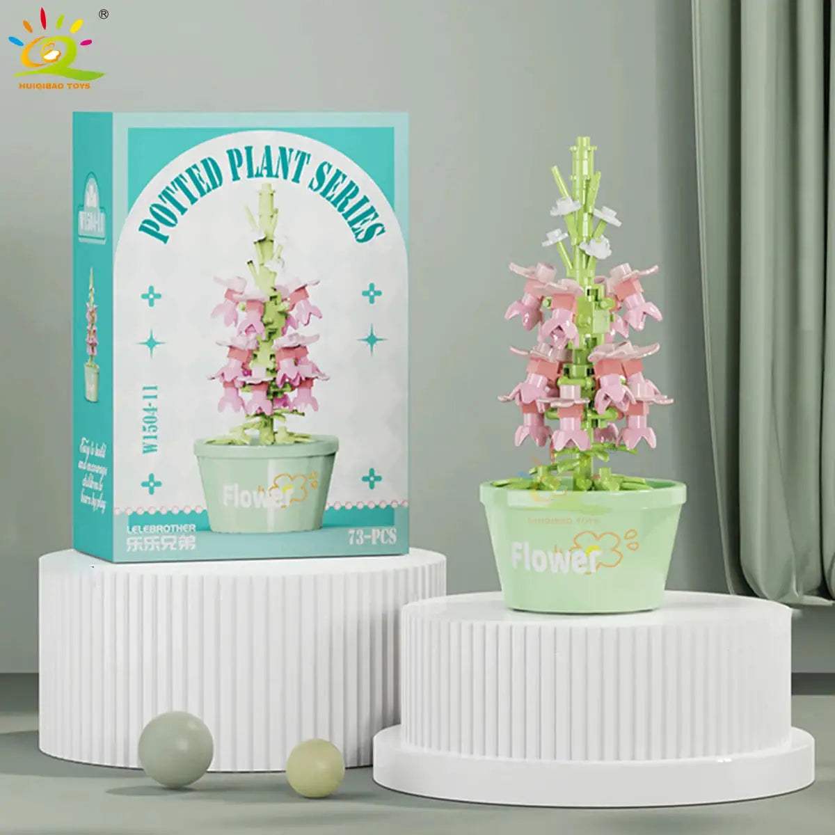 HUIQIBAO MOC Flower Succulent Potted Model Building Block DIY Eternal Bouquet Home Desk Plant Decor Brick Girl Gift Children Toy - ToylandEU