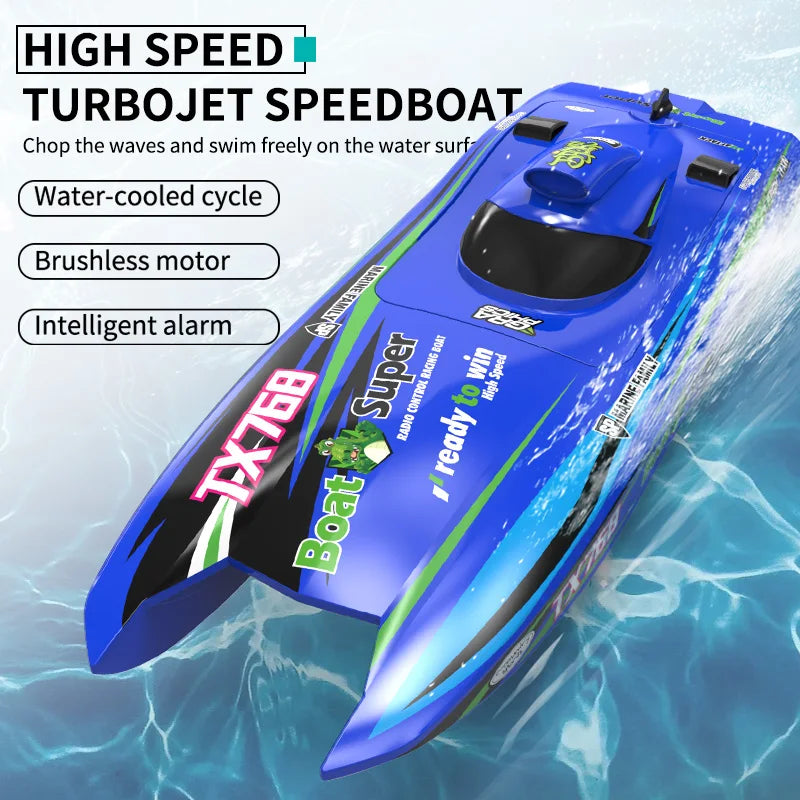 RC High-Speed Brushless RC Jet Boat 30km/h - Waterproof 2.4G Remote Control Speedboat for Kids