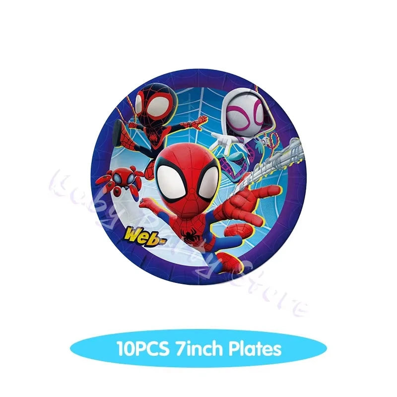 Spidey Tableware Kit | Plates And Cups | Latex Balloons | Birthday Backdrop
