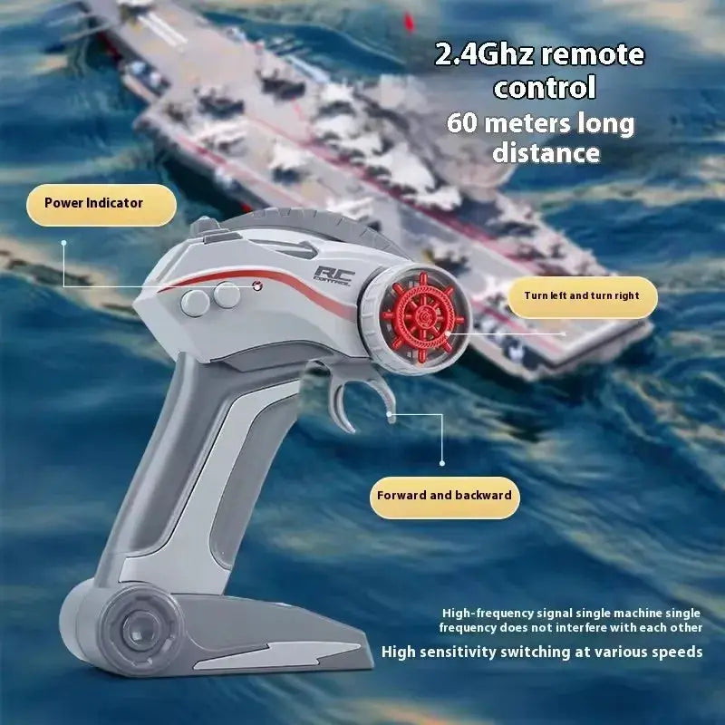 60CM Large Dual Motor Electric Remote Control Boat Toy 2.4G Off Water Sensing Shooting Water Simulation Electric RC Boat Model - ToylandEU