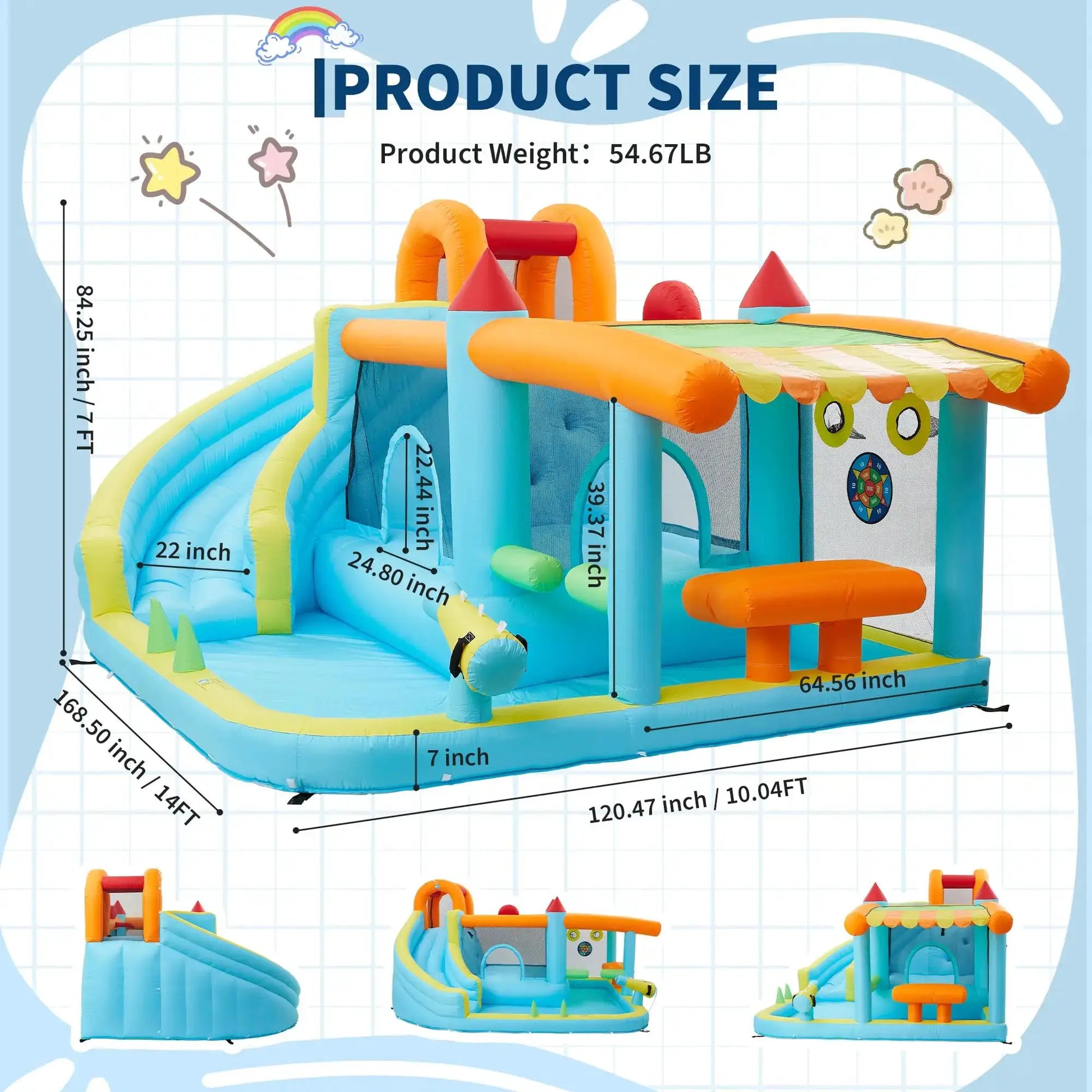 14x10FT Inflatable Bounce House 12-In-1 Wet Dry Water Slide With 450W Blower Kids Jumping Castle For Indoor Outdoor Backyard - ToylandEU