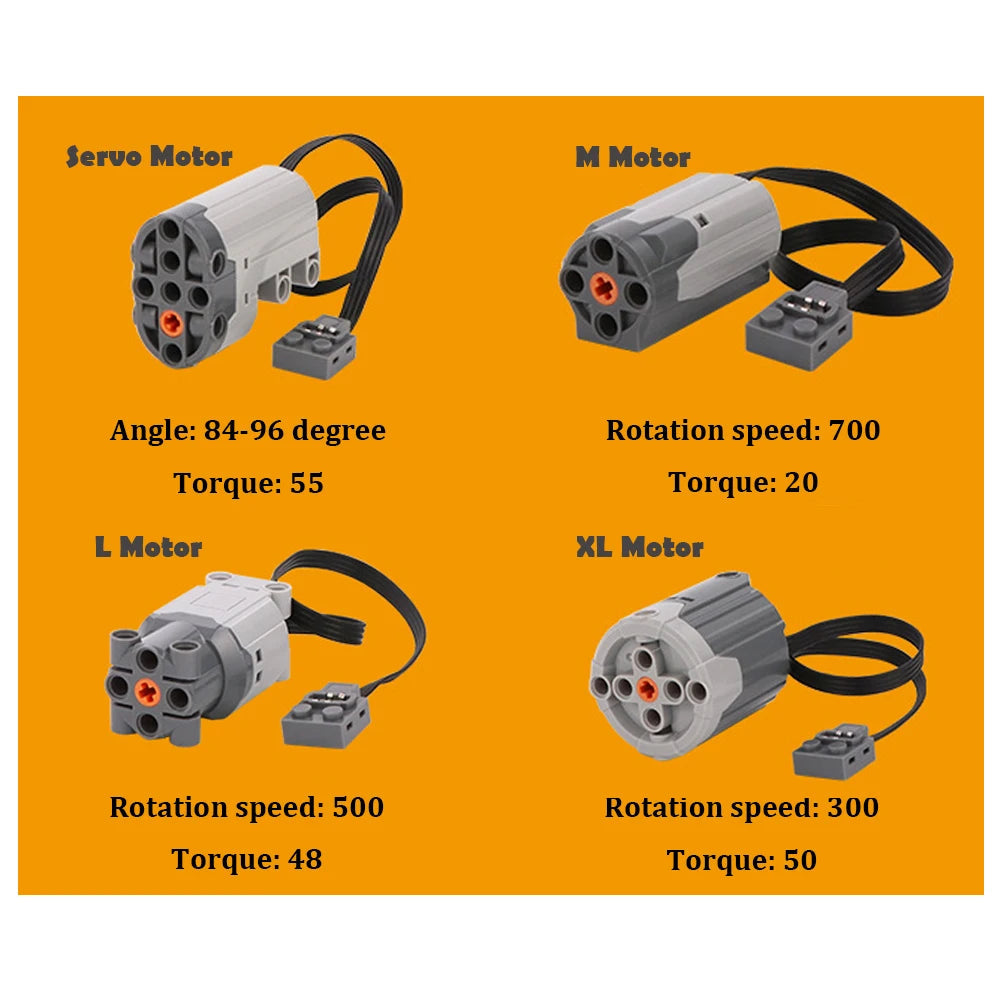 5PCS Power Functions Set: M Motor 8883, XL Motor 8882, AA Battery Box - ToylandEU