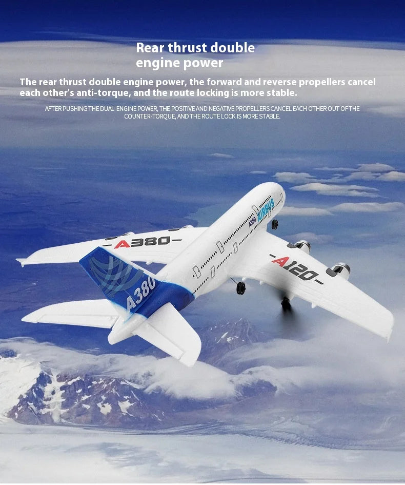 RC Remote Control A380 Airbus Model Aircraft - 2.4GHz 3-Channel RC Glider for Kids - Perfect Christmas Gift!