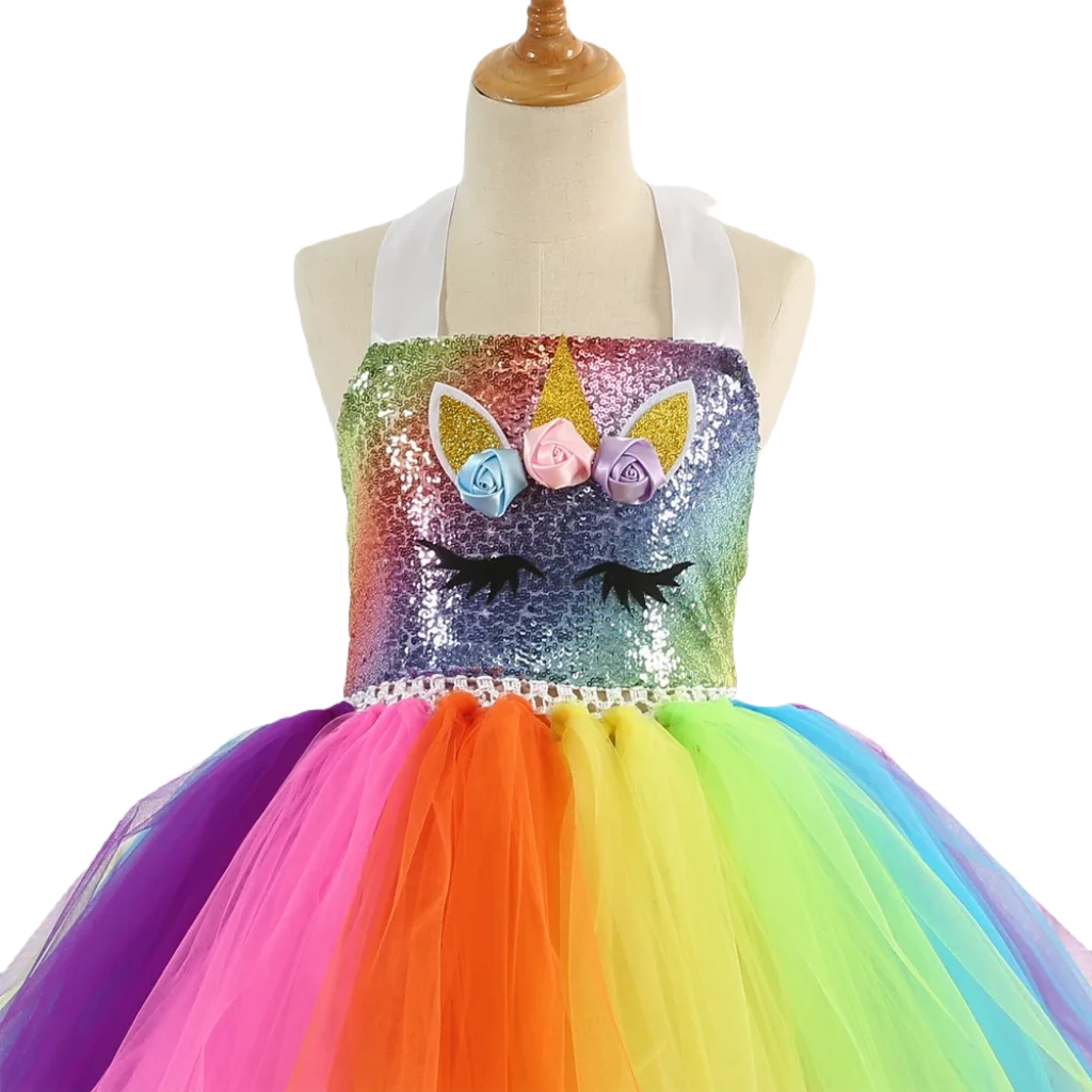 Magical LED Unicorn Princess Dress with Sequins - Kids Costume Delight!