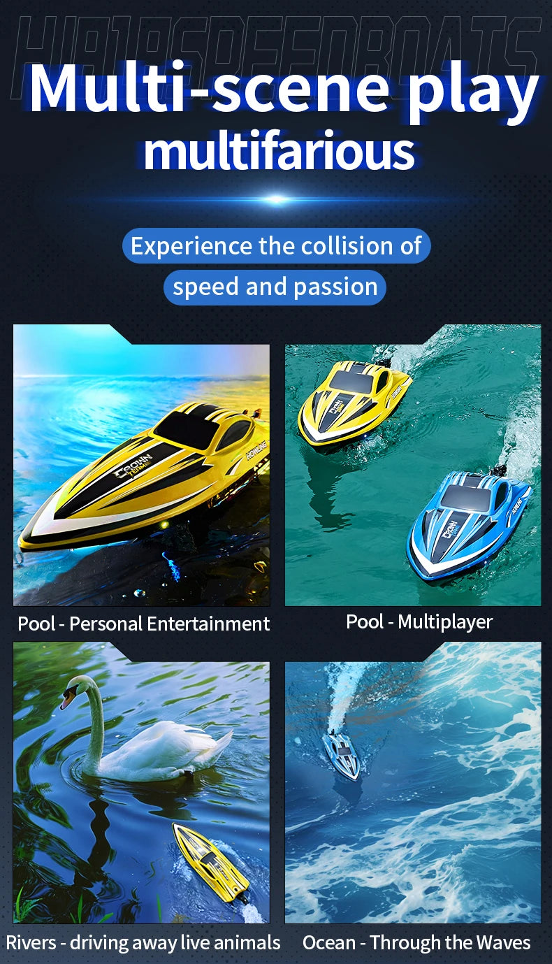 RC JJRC Hj818 High-Speed Remote-Control Electric Speedboat for Kids - Waterproof Competitive Racing Toy