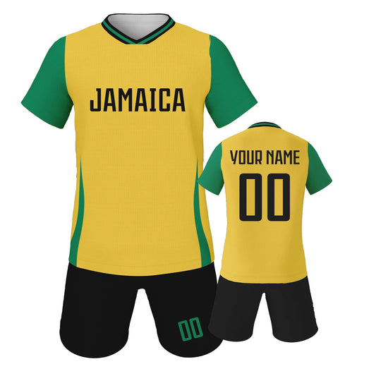 Personalized Jamaica Kids Soccer Kit - Custom Football Jersey with Name & Number for Youth Teams