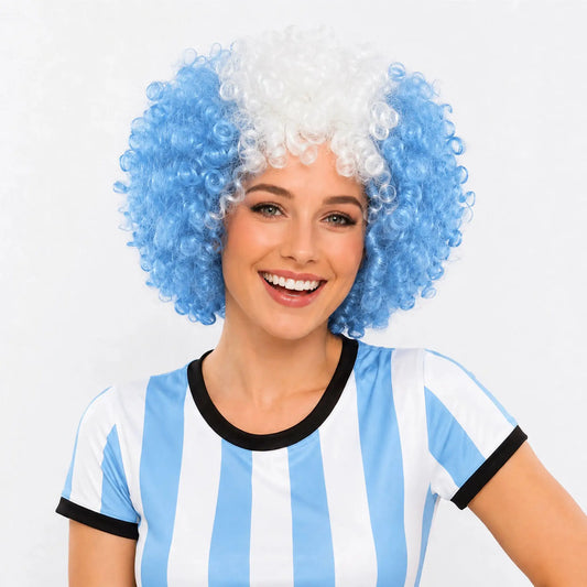2026 World Cup Curly Wig Cosplay National Flag-colored Headband Wig for Fan Gatherings, with Logo and National Flag. - ToylandEU