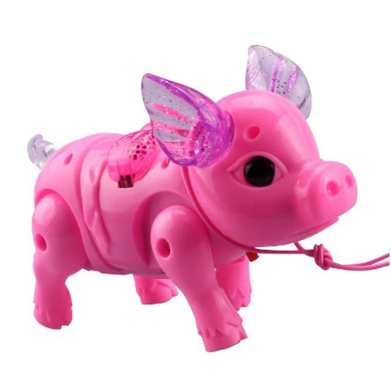 New Electric Walking piglet Toys Glowing  Sound pig  With Rope music - ToylandEU