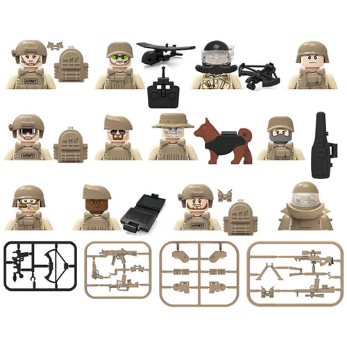 Military Army and Police Building Blocks Figures Set, including WW2 Soldier and SWAT Officer Toys ToylandEU.com Toyland EU