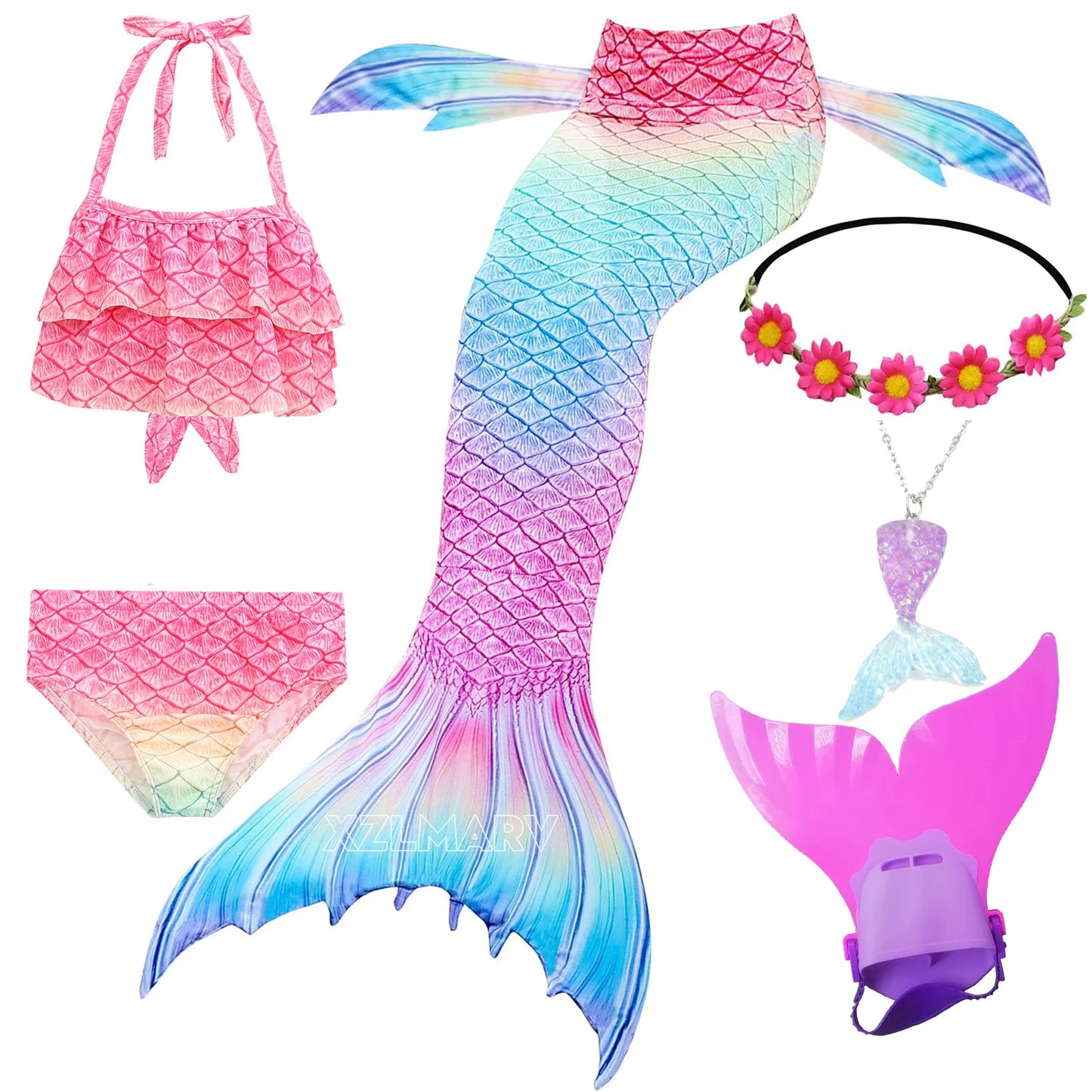 Mermaid Costume For Girls With Tail And Monofin Cosplay Ready