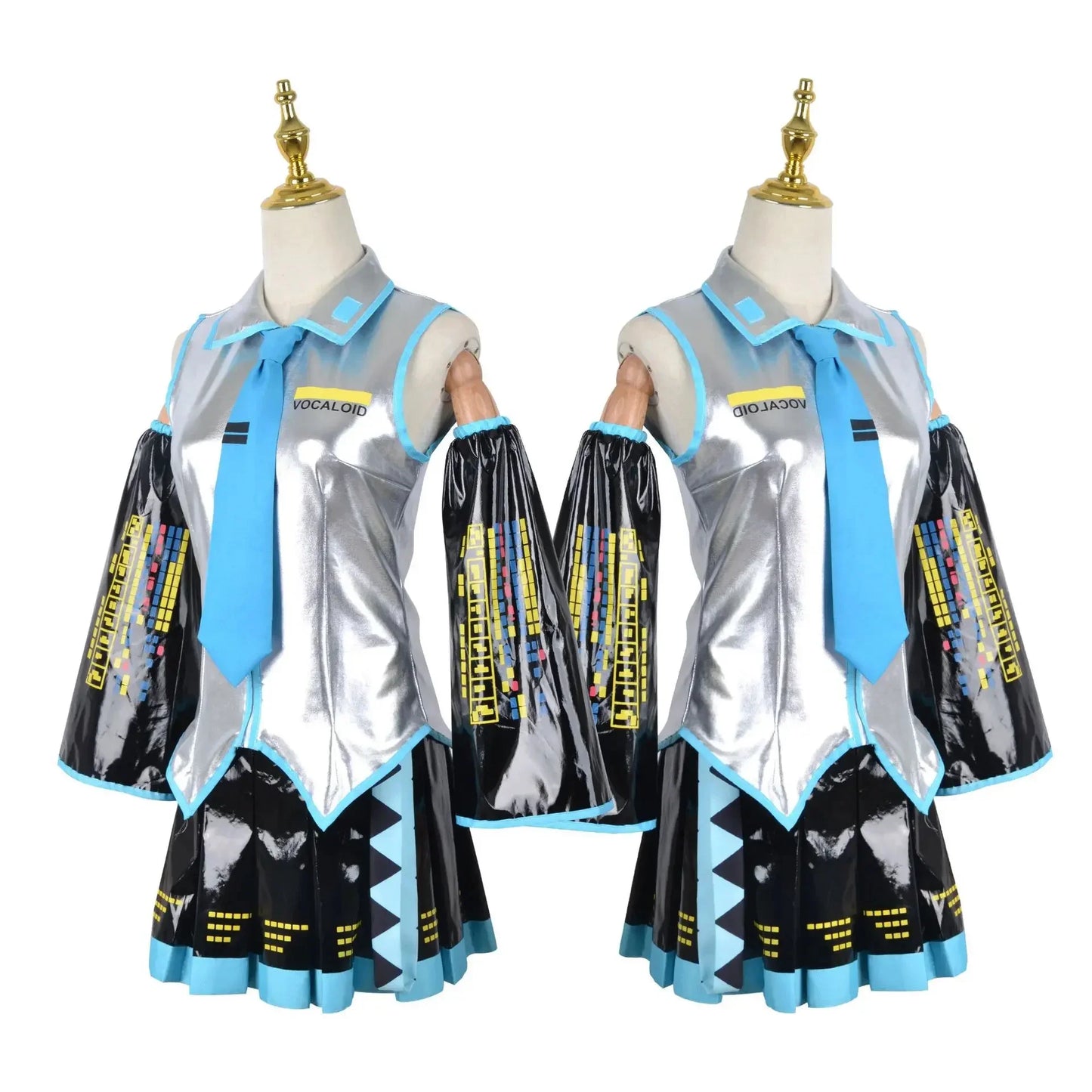 Hatsune Miku Cosplay Costume | Silver Cotton Fabric | Two Piece Set | Unisex
