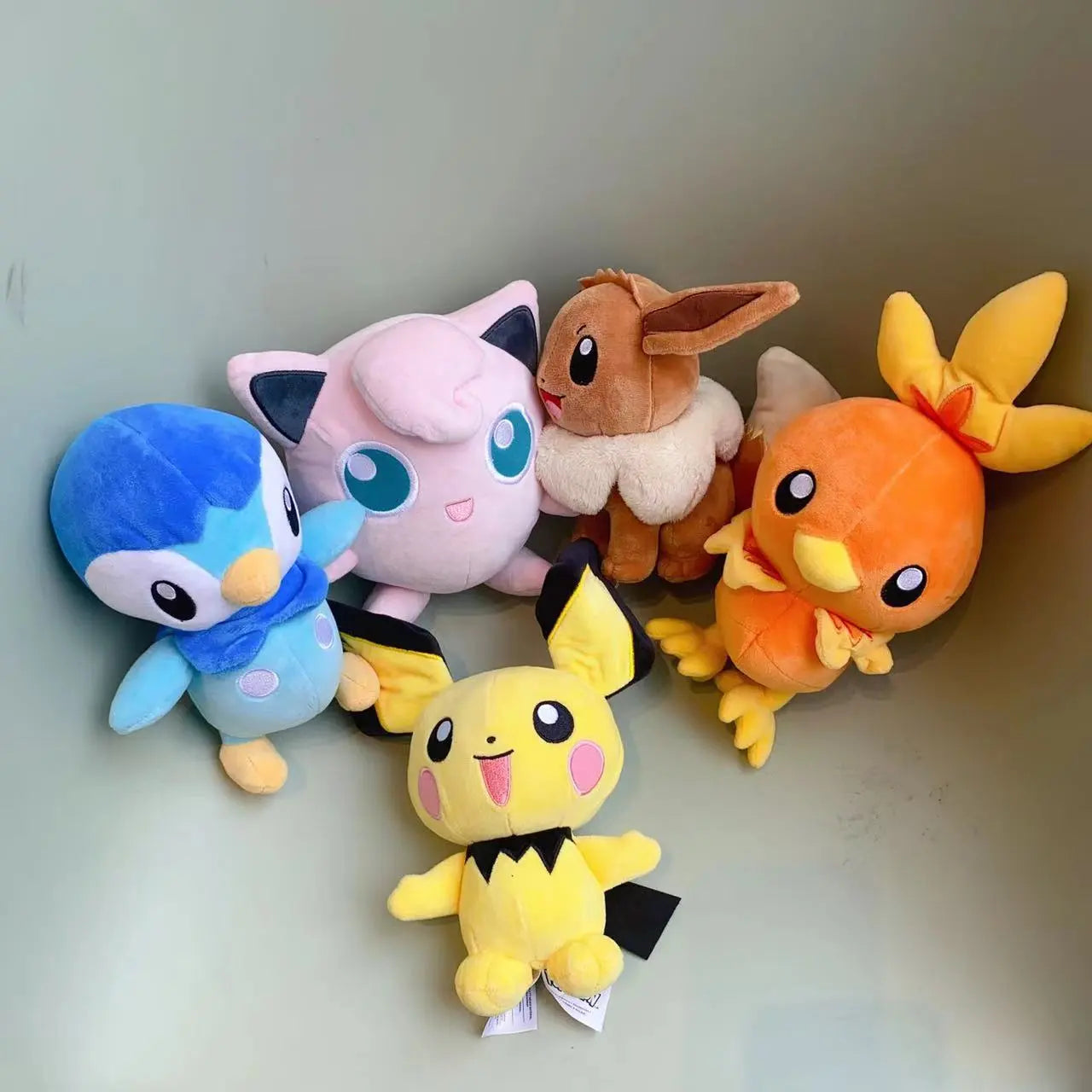 Pokemon Plush Toy Set: Leafeon, Espeon, Eevee, Charmander, Squirtle - 18-28cm
