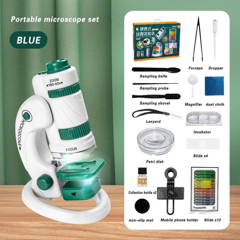 Mini LED Light Pocket Microscope STEM Toy for Children