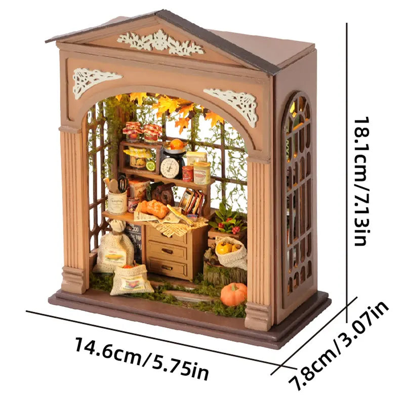 DIY Book Nook Kit | LED Light Included | European Scene | Dollhouse Insert