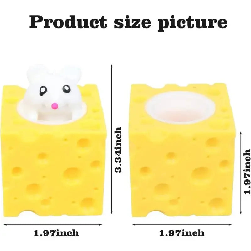 Squeezable Mouse Toy | Cheese Shape | Stress Relief Grip | Great For Kids