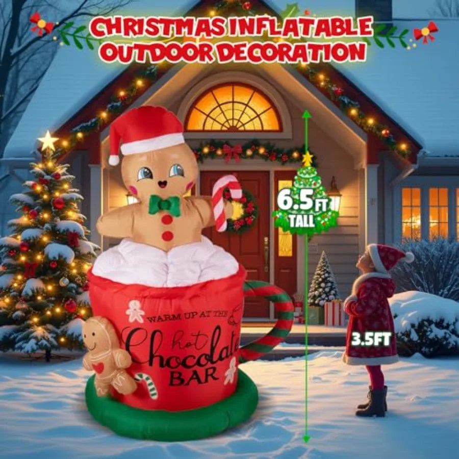 Inflatable Gingerbread Man | 6.5 Ft Tall | Weatherproof Led | Seasonal Yard Decor