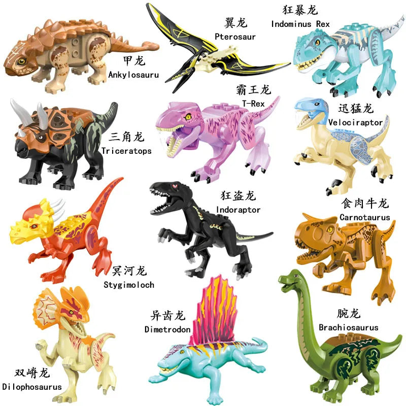 Jurassic World Dinosaur 3D Model Building Blocks Set White - ToylandEU