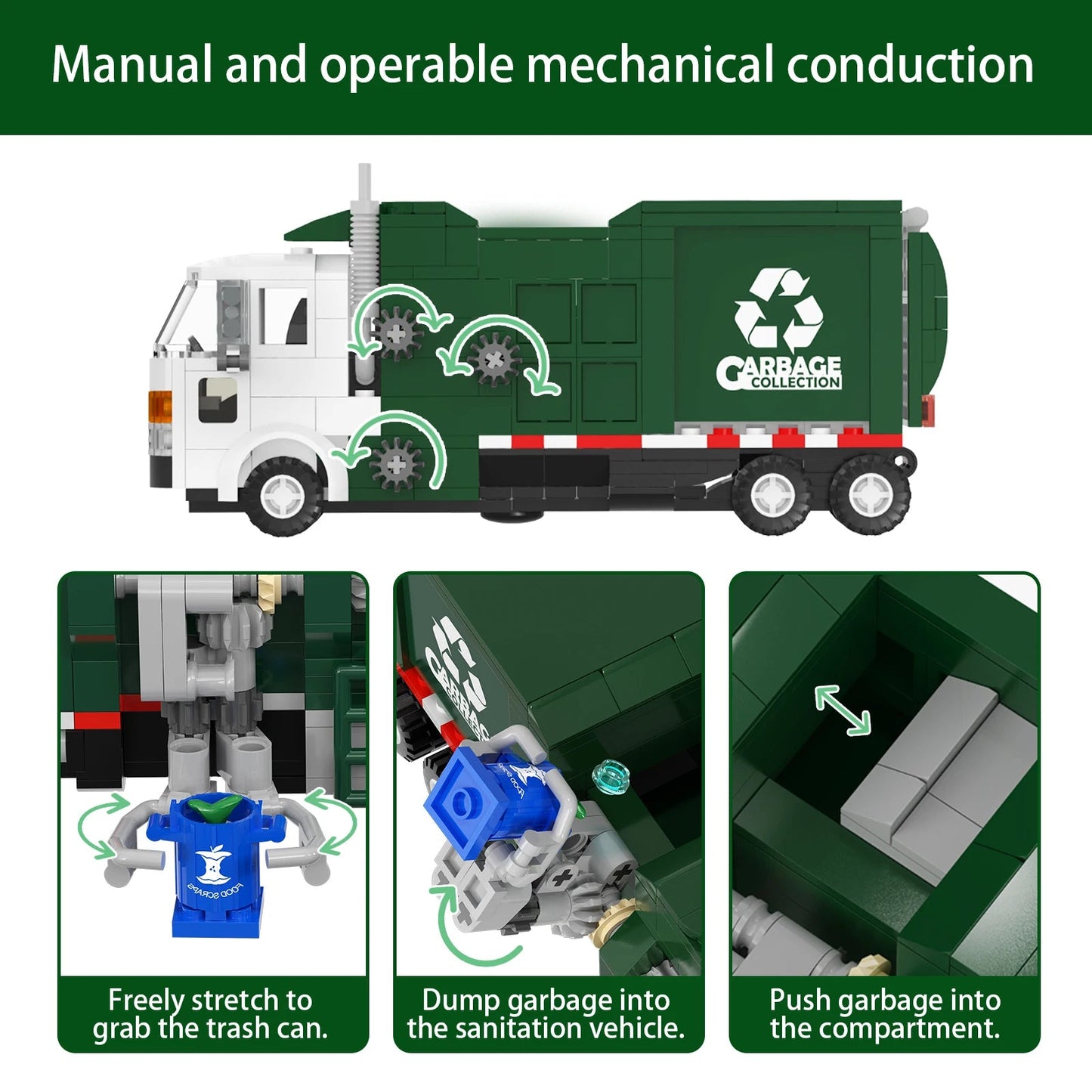 The City Cleaning Vehicle Rubbish Truck Building Toys with Color Box